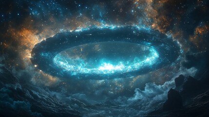 mysterious glowing object floating between stars, ancient alien tech radiating energy, dramatic cosmic composition, high realism