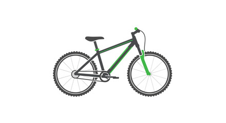 Obraz premium Stylized mountain bike illustration with black frame and vibrant green accents on white backdrop