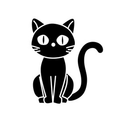 Simple Flat Black Kitten Silhouette Cute Graphic Element