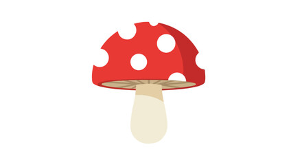 Amanita Muscaria Mushroom Illustration with Vibrant Red Cap and White Spots, Representing a Simple, Minimalist Aesthetic