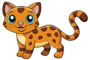 Cute Cartoon Spotted Cat with White Background