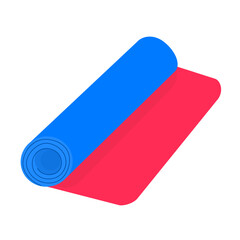 Flat vector illustration of a yoga mat. Minimalist rolled exercise mat icon for fitness, stretching, meditation, pilates, sport design, healthy lifestyle projects, and workout visuals.