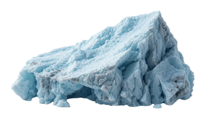 Blue ice cubes on transparent background, ready for recycling.