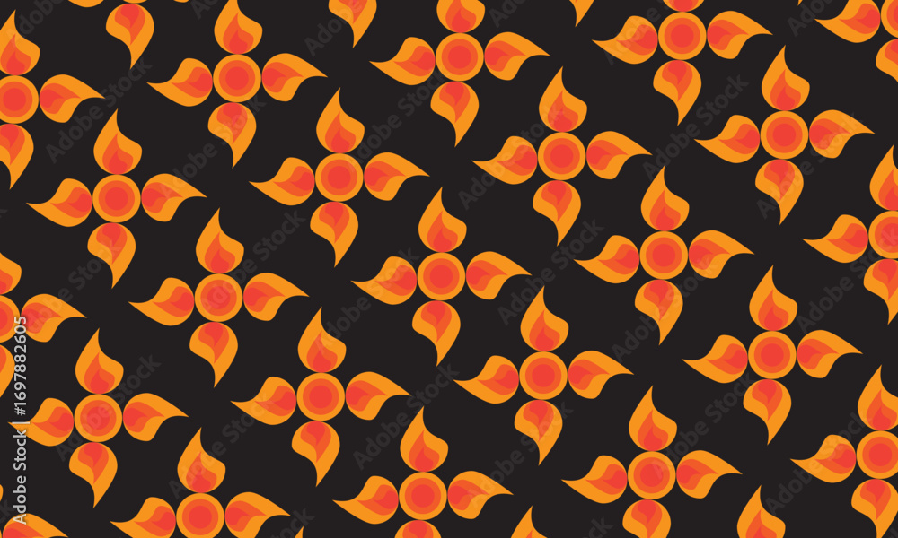 Poster orrange color flower pattern design with background .ai file . color rgb.