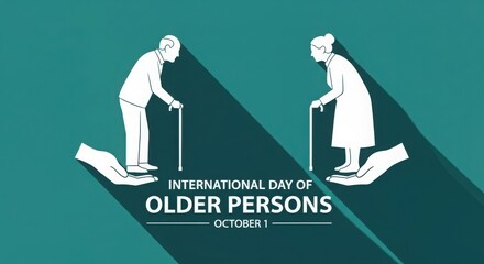International day of older persons illustration with elderly couple