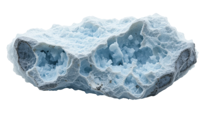 Blue ice cubes on transparent background, ready for recycling.