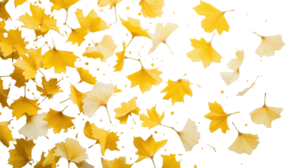 A seamless pattern of vibrant yellow and orange maple leaves creates a beautiful autumn fall background