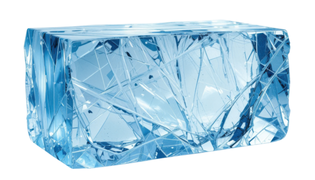 Blue ice cubes on transparent background, ready for recycling. - Powered by Adobe