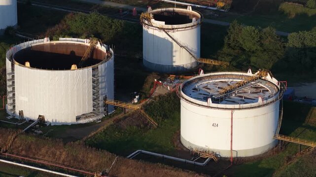 Refining, oil en fuel storage, Deposito di Volpiano in Italy.