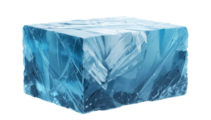 Fototapeta premium Blue ice cubes on transparent background, ready for recycling.