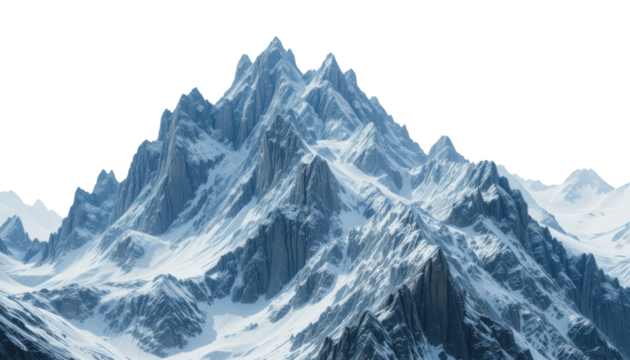 Winter snow-covered mountains with a view of a vast, icy glacier under a cloudy alpine sky