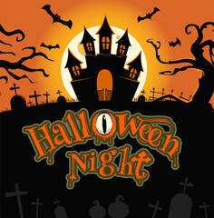 Halloween Night Artwork background template Vector illustration