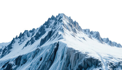 Fototapeta premium Winter snow-covered mountains with a view of a vast, icy glacier under a cloudy alpine sky