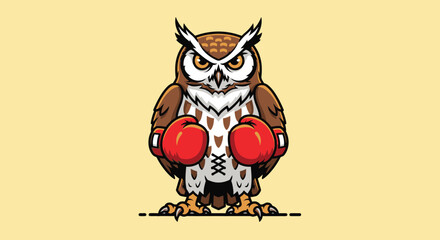 Obraz premium Boxing Owl with Red Gloves
