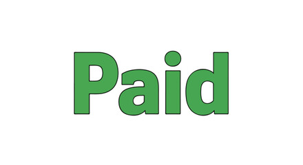 Fototapeta premium Green 'Paid' Text Illustration Depicting Financial Settlement and Invoice Fulfilment Confirmation