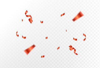 Celebratory Burst Falling Red Confetti for Festive Occasions and Joyful Moments