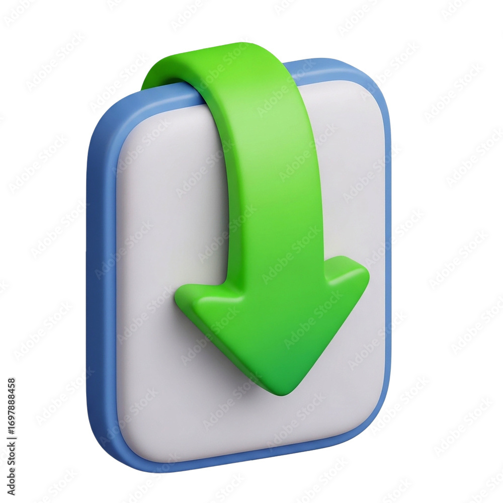 Fototapete download button graphic green arrow modern ui blue and white interface element navigation on transpa