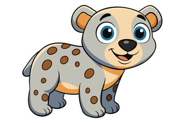 Cute Hyena Cartoon Style Animal on White Background Isolated