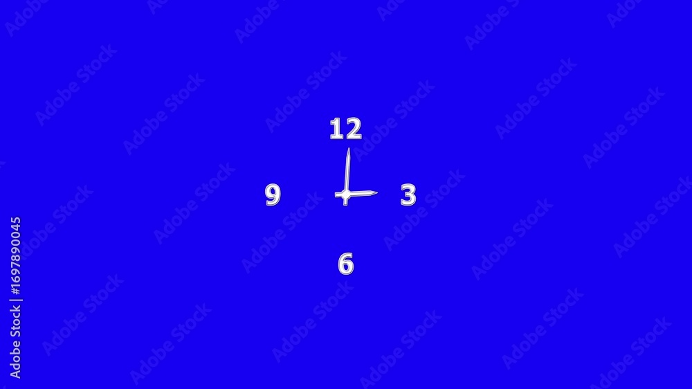 Poster analog clock ticking animation, minimal analog clock animation on transparent background with alpha 