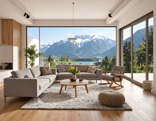 Modern living room with mountain view (9)
