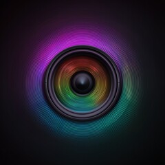 Fototapeta premium Vibrant Audio: A captivating close-up of a speaker, radiating waves of colorful light, creating a stunning visual experience