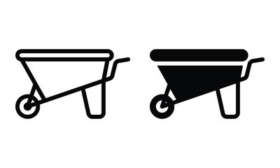 Wheelbarrow icon with outline and glyph style.