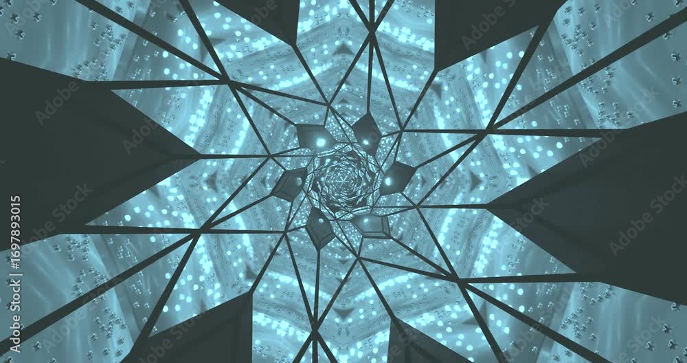 Poster a captivating tunnel creates a flow of geometric shapes and glowing points, mesmerizing viewers with