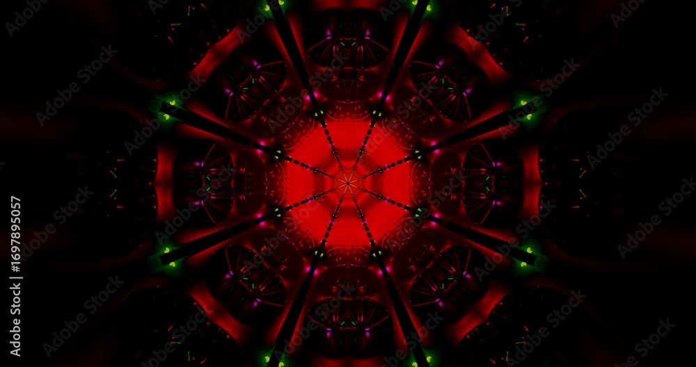 Poster bright, swirling patterns in vivid colors fill the screen, creating an immersive kaleidoscopic exper