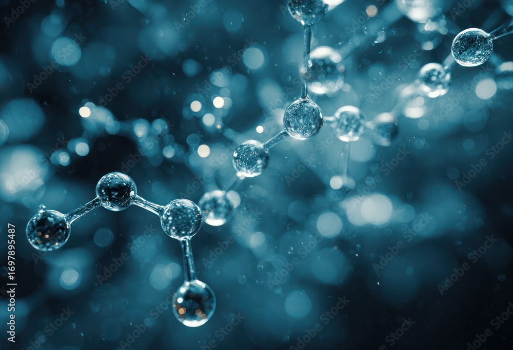 Aufkleber a captivating display of interconnected molecular structures against a dark, diffused background.
