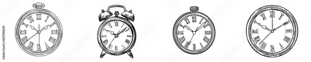 Poster the time bulb icon set design illustration features a hand drawn style, created for use on the web a