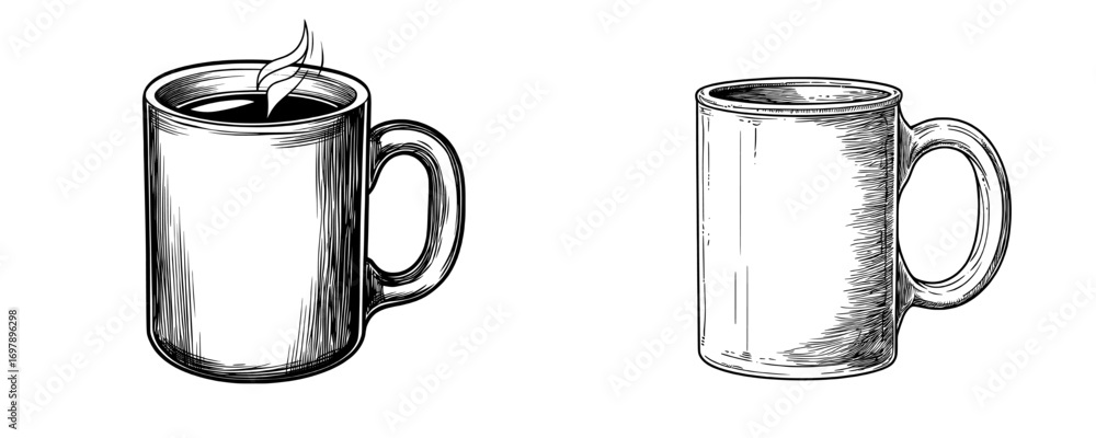 Poster an illustration of a coffee icon, featuring a hand-drawn design style, is designed for implementatio