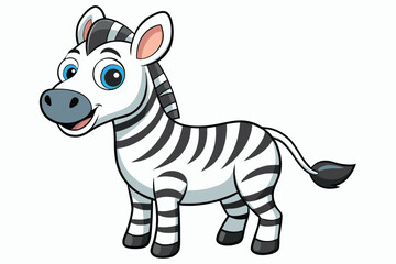 Fototapeta premium Cute Zebra Cartoon Character With Blue Eyes on White Background