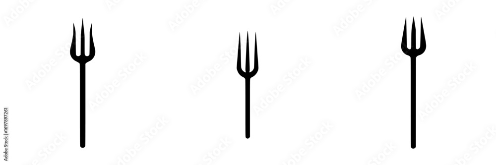 Poster fork collection featuring three minimalist black-and-white vector illustrations with simple silhouet