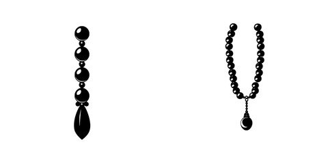Minimalist black-and-white vector illustration of earrings and necklace in simple silhouette design