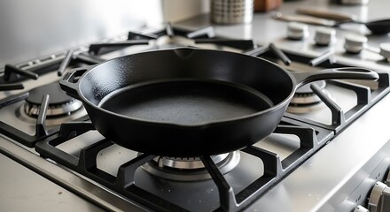 Cast Iron Pan on Stove.