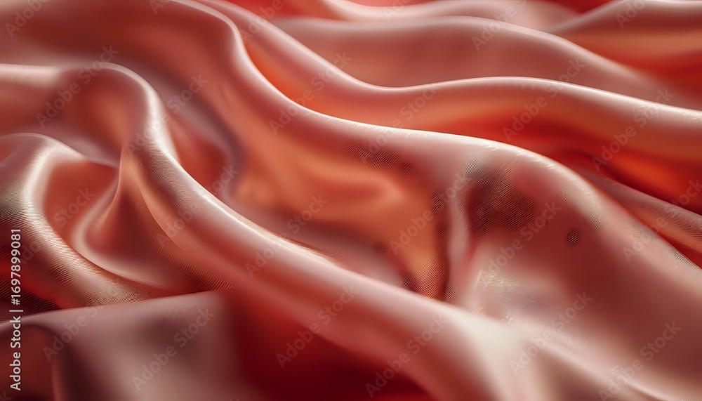 Poster luxurious red silk fabric with soft waves and folds creating elegant texture and light reflection. s