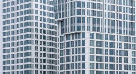 Obraz premium Modern Glass Skyscrapers Architectural Details Exterior Facade