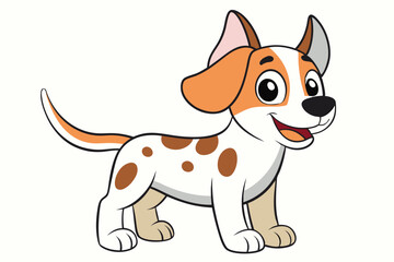 Happy Cartoon Spotted Dog on White Background Cute Character