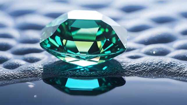 Sparkling gemstone reflecting light on waterbed nature serene environment close-up view