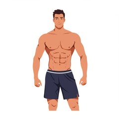 Fototapeta premium Flat design vector illustration about gym. Fitness and workout concept with people exercising, healthy lifestyle, sport activity, and training elements on white background.