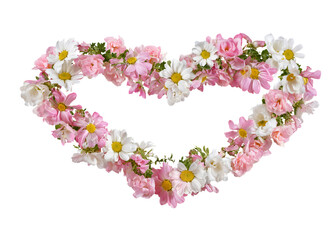 Naklejka premium Heart Shape Flower Wreath with Pink and White Blooms