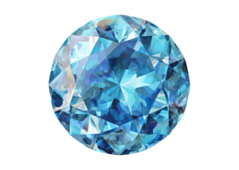 Round Cut Blue Gemstone Top View jewel diamond