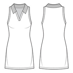 Polo sleeveless dress fashion flat template