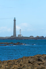 Fototapeta premium View towards Ile Vierge Lighthouse from GR34 coast path, Finistere, Brittany , France