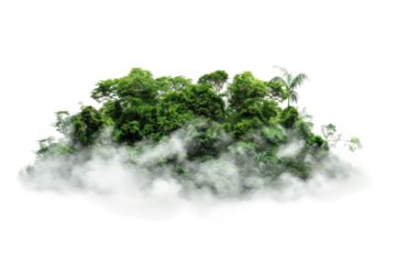 Overhead view of miniature tree cluster isolated background