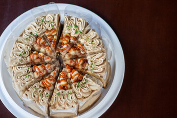 White cake, Hazelnuts.