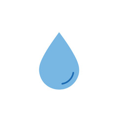 A vector illustration of a clean, blue water drop with a pure and transparent reflection
