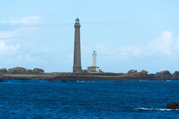 Fototapeta premium View towards Ile Vierge Lighthouse from GR34 coast path, Finistere, Brittany , France