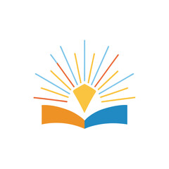 abstract wisdom rays from open book  modern design