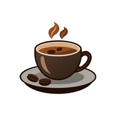 Obraz premium cozy cup of hot coffee with beans on saucer vecto